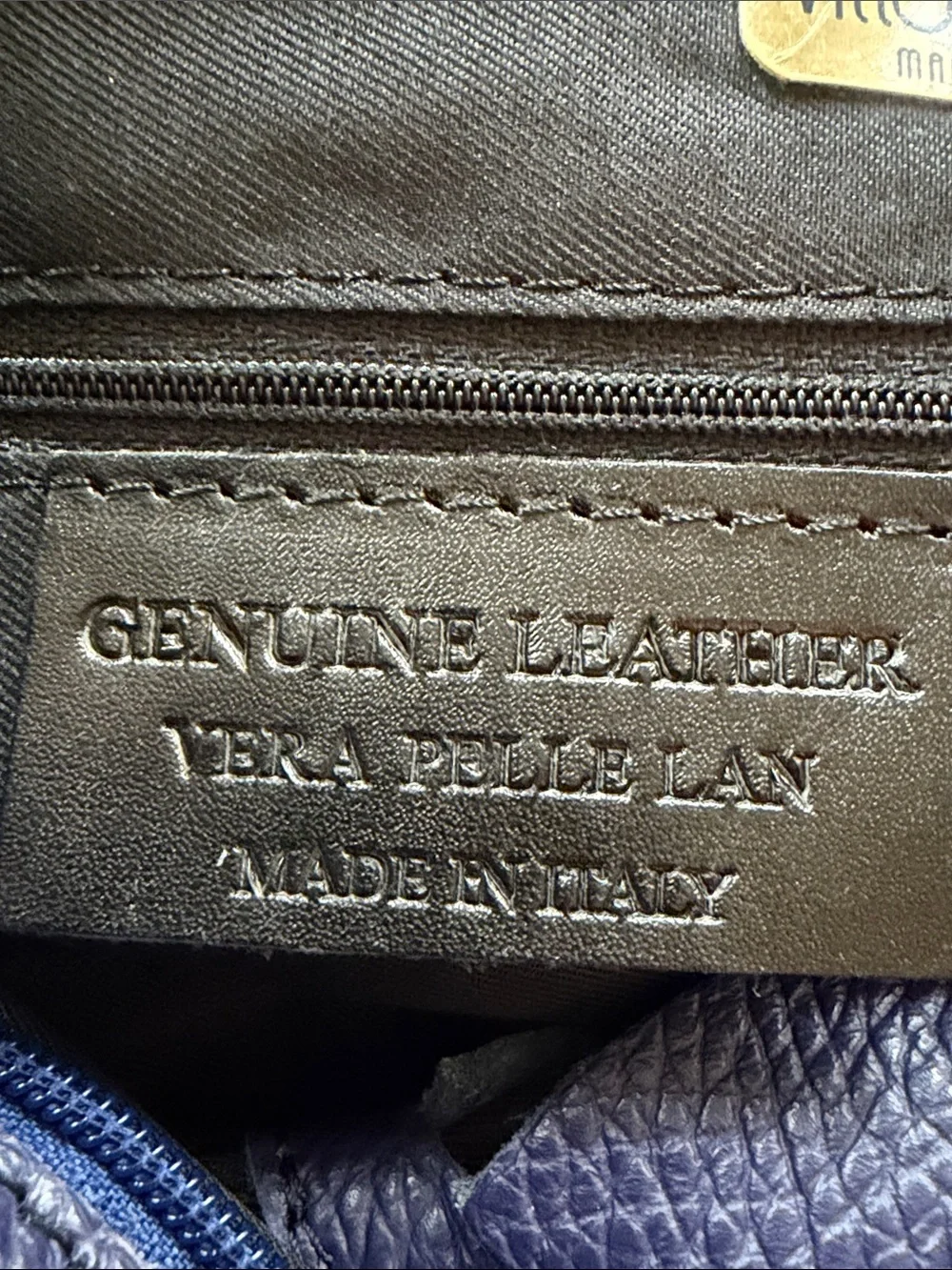 Vittoria Pacini Navy Blue Pebble Leather Hobo. Made In Italy 🇮🇹